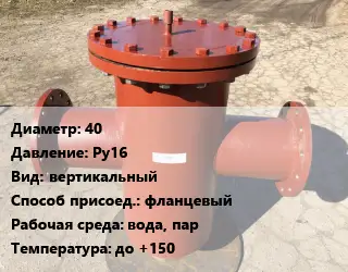 Грязевик 40 P=Ру16 вертикальный фланцевый вода, пар до +150